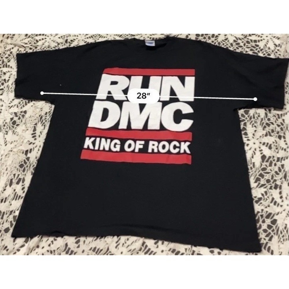 Run DMC King of Rock Graphic T-Shirt Mens XL Black M&O Knits Hip Hop Tee - Picture 5 of 5